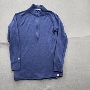 Meriwool Pullover Mens Large Blue 250g 100% Merino Wool Quarter Zip Base Layer